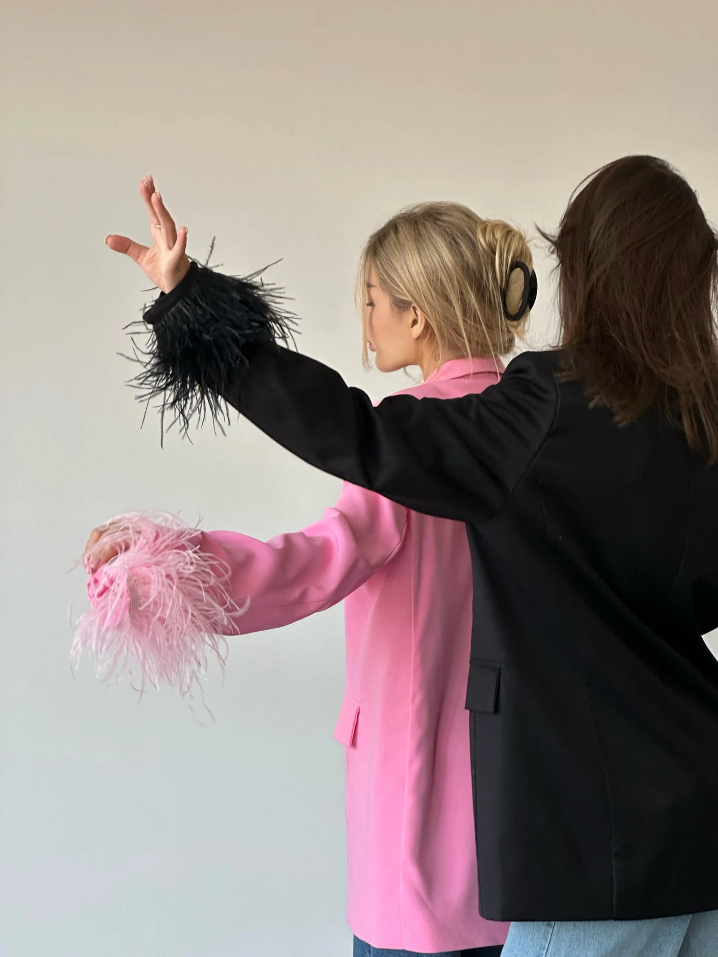 Black Blazer With Feathers Whitedi