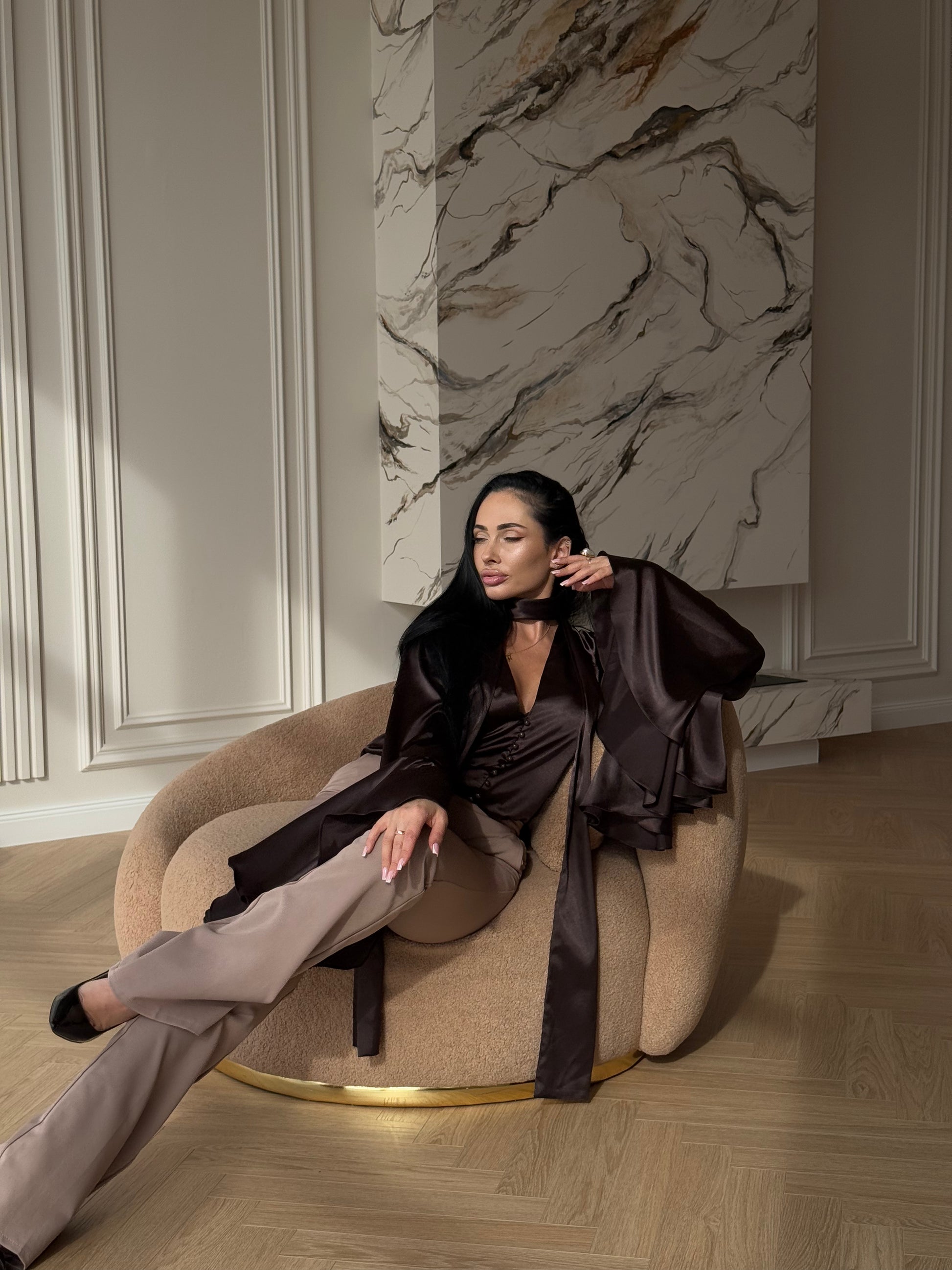 Blouse made of natural silk WHITEDI