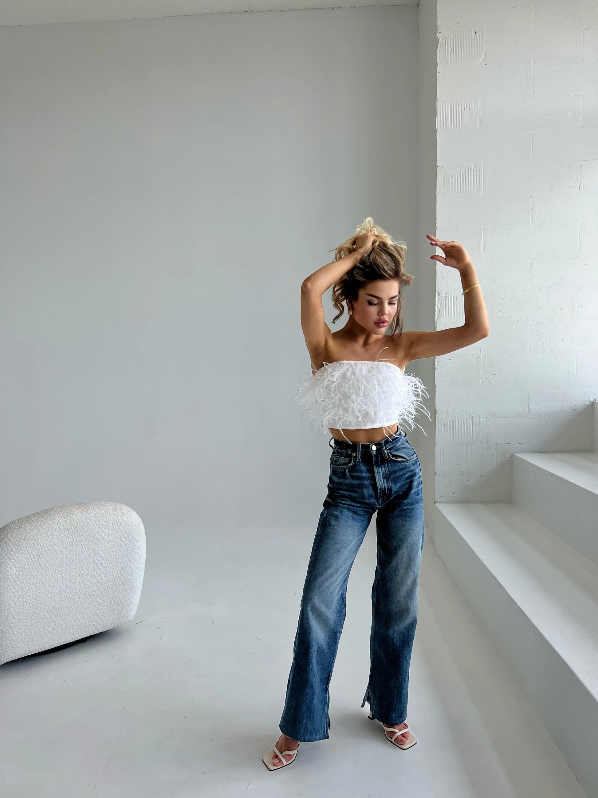 Top With Feather WHITEDI