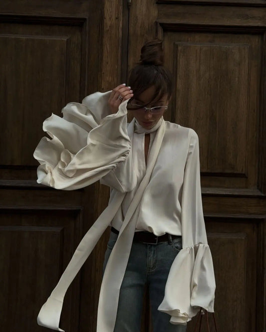 Blouse Champagne made of natural silk WHITEDI